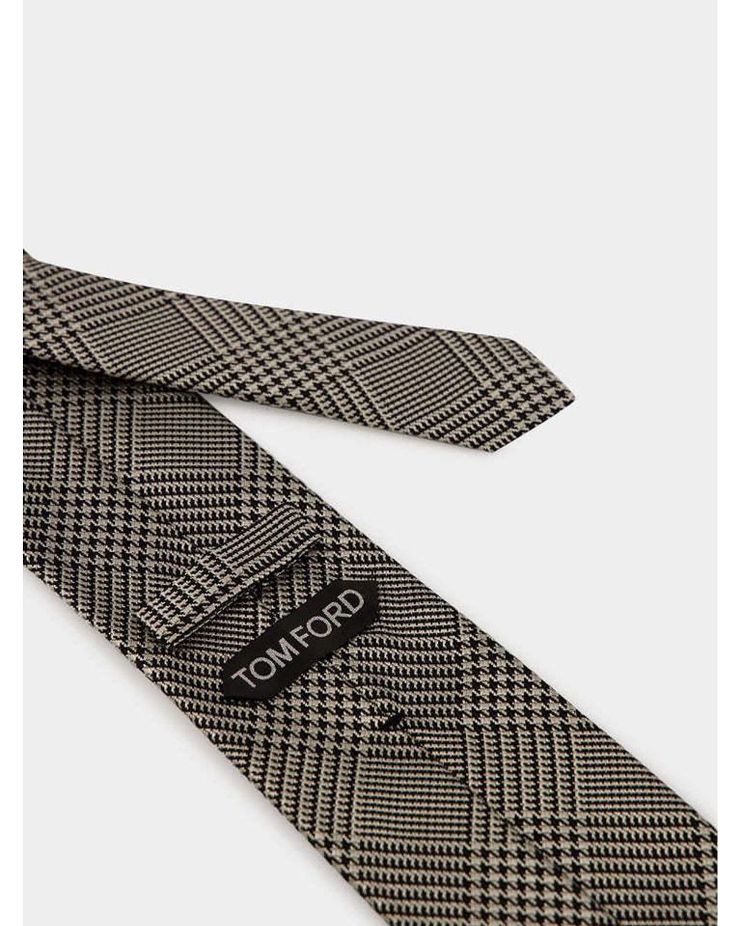 Tom Ford Gray Checked Silk Tie for men