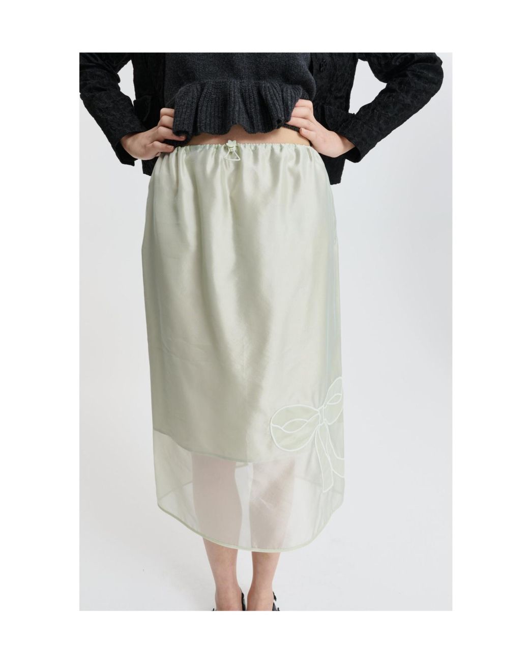 CECILIE BAHNSEN Natural Elastic Waist Midi Skirt