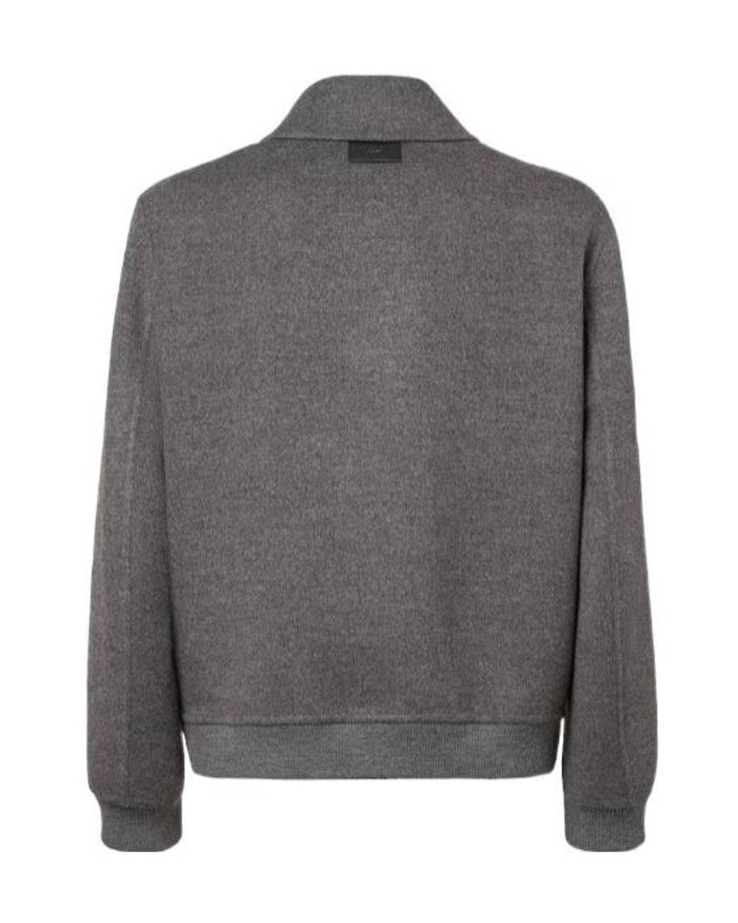 Fendi Gray Double Wool Jacket With Ff Detail for men