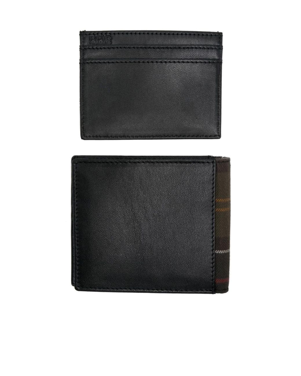 Barbour Black Logo Embossed Bi-Fold Wallet Card Holder Set for men