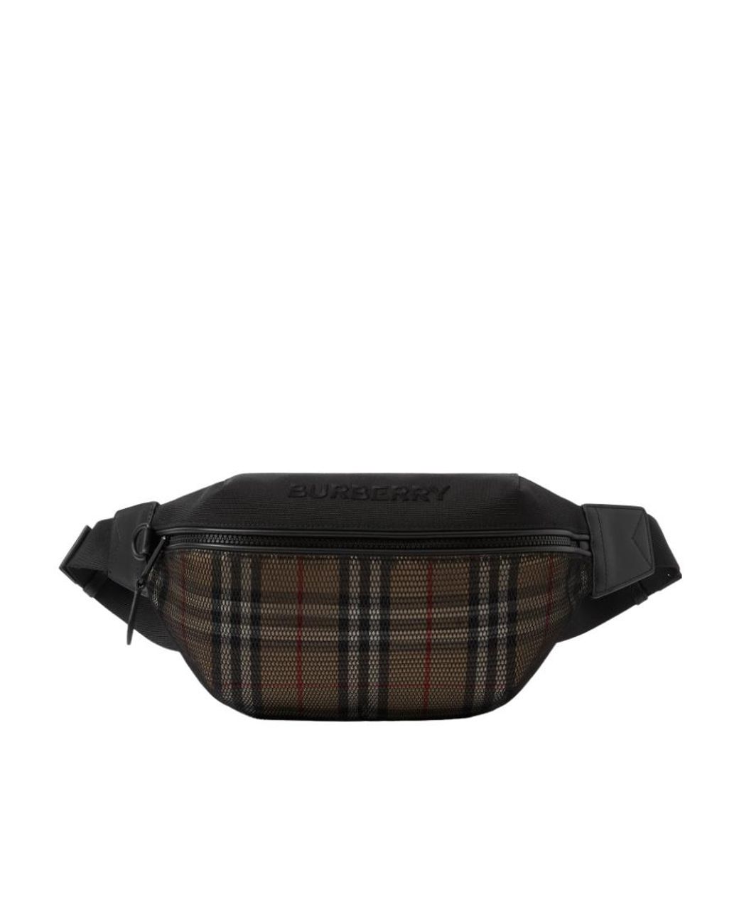 Burberry Black Sonny Check-Printed Zipped Belt Bag for men