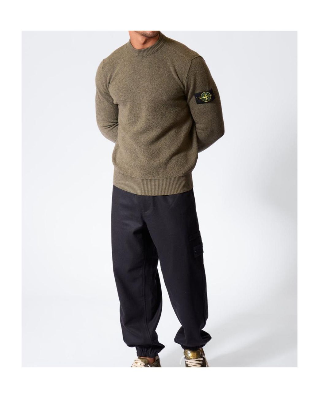 Stone Island Black Ghost Cuffed Trousers for men