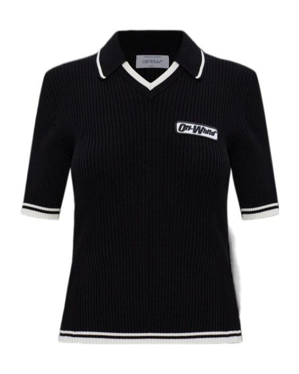 Off-White c/o Virgil Abloh Black Logo Trim Knit Top