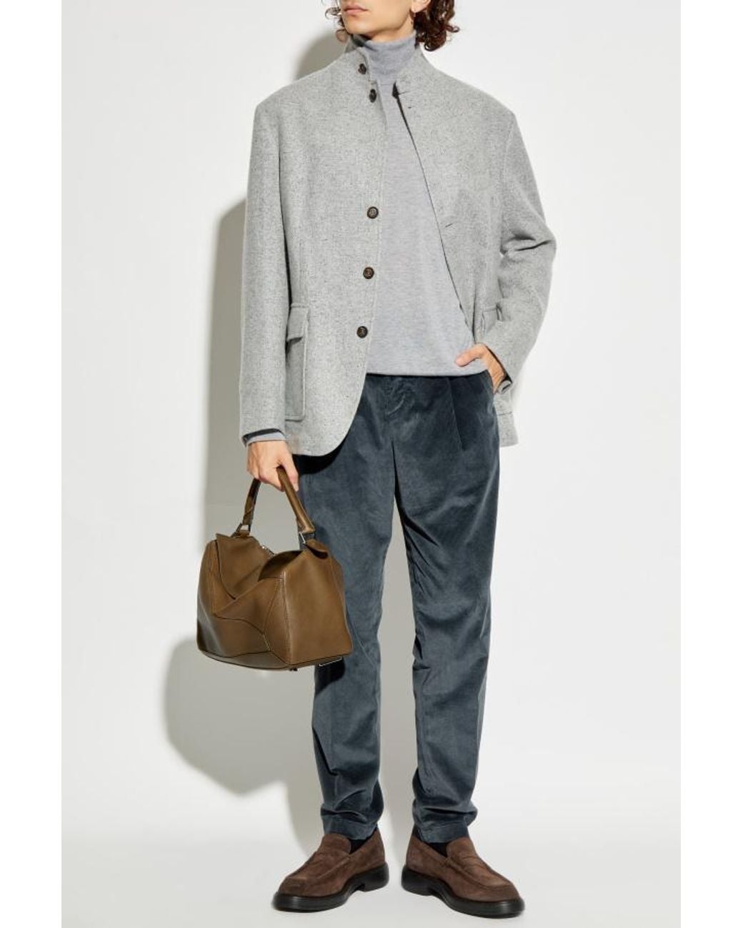 Eleventy Gray Stand Collar Jacket for men