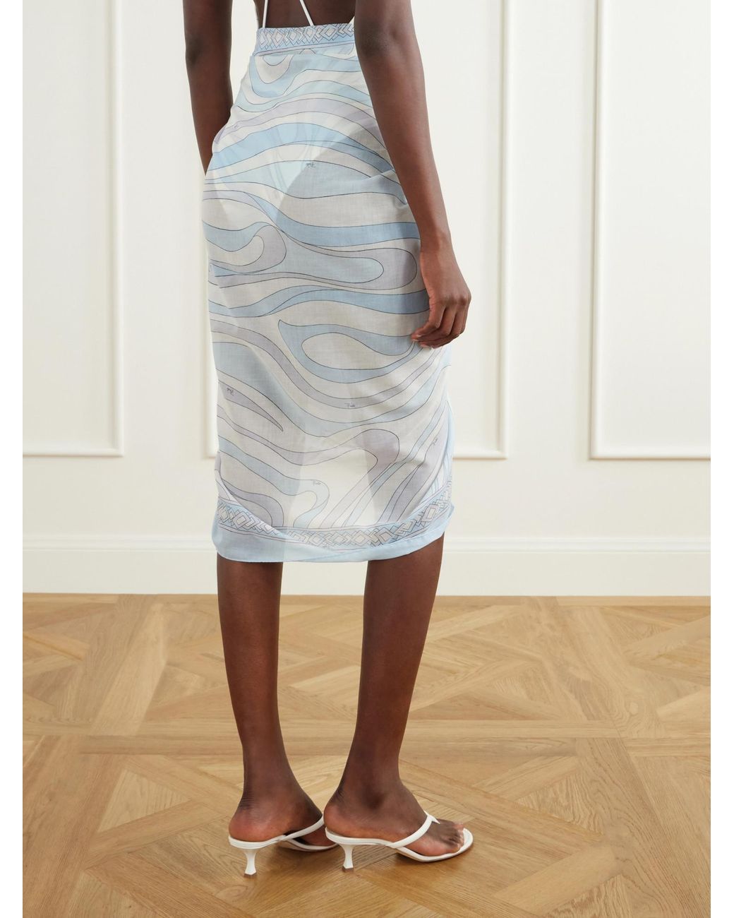 Emilio Pucci Blue Printed Cotton-Voile Pareo