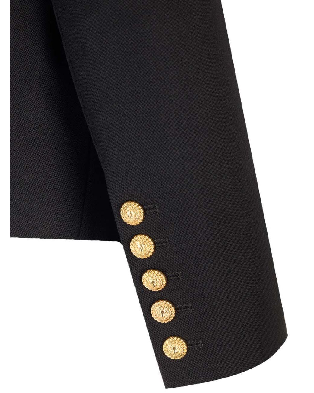Balmain Black Wool Cropped Blazer