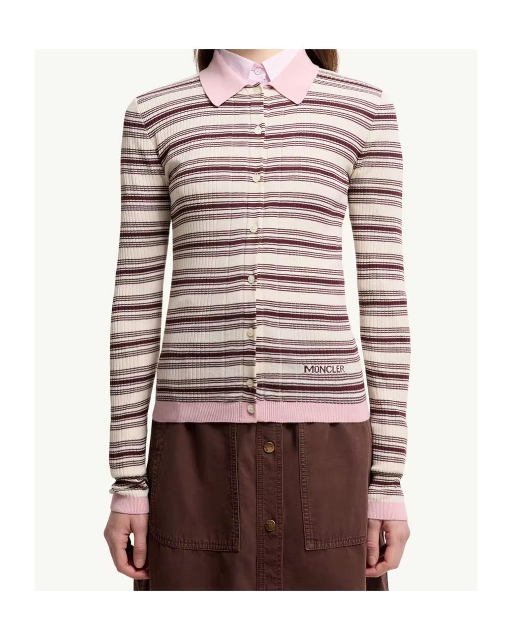 Moncler Multicolor Striped Long-Sleeved Knitted Polo Top