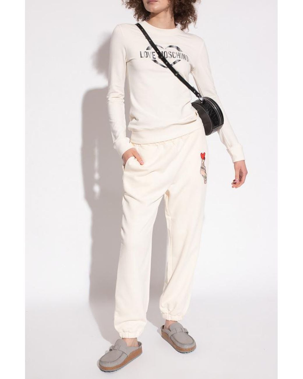 Moschino White Logo-Print Slim Fit Sweatshirt