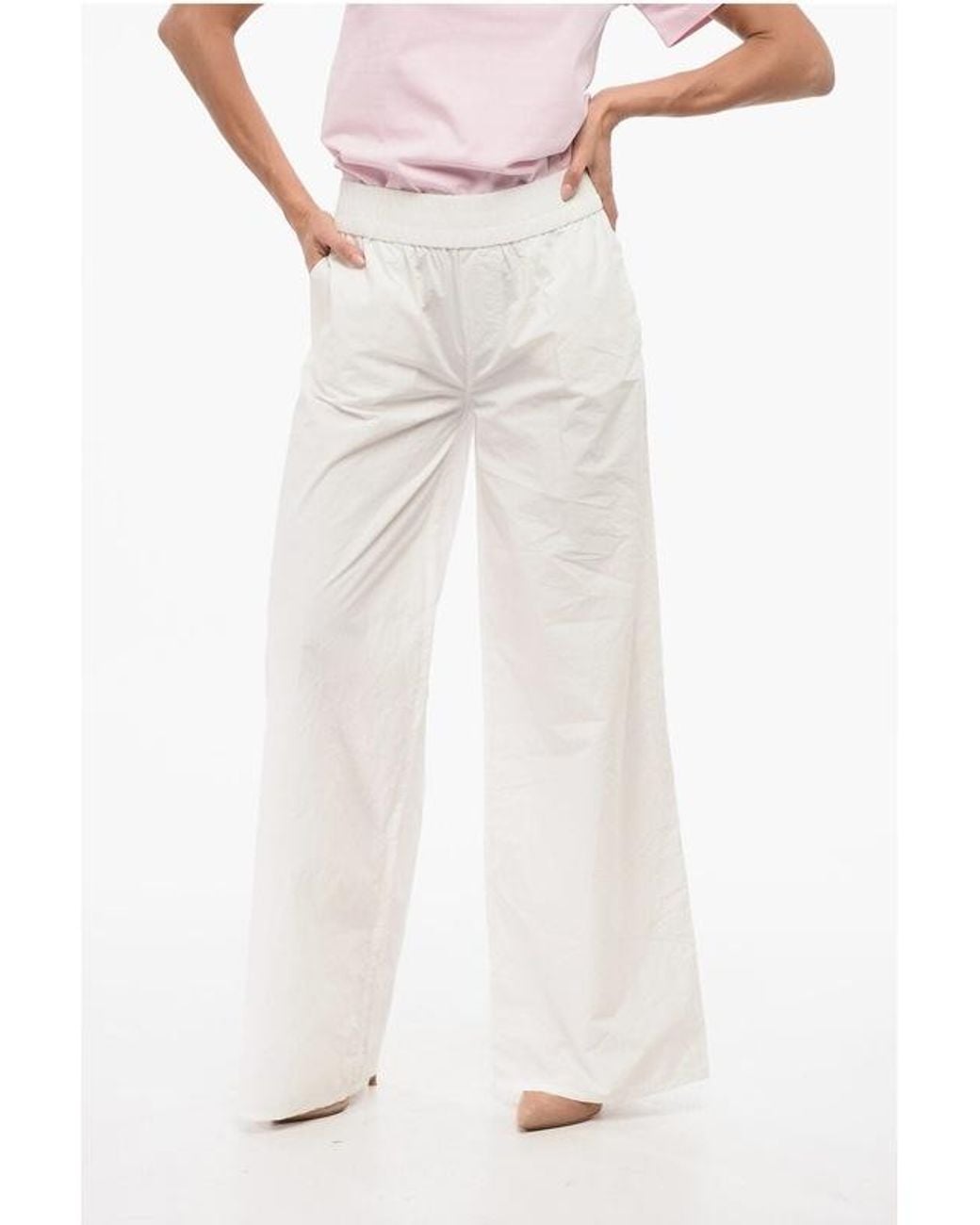 DSquared² White Logo Patch Wide Leg Trousers