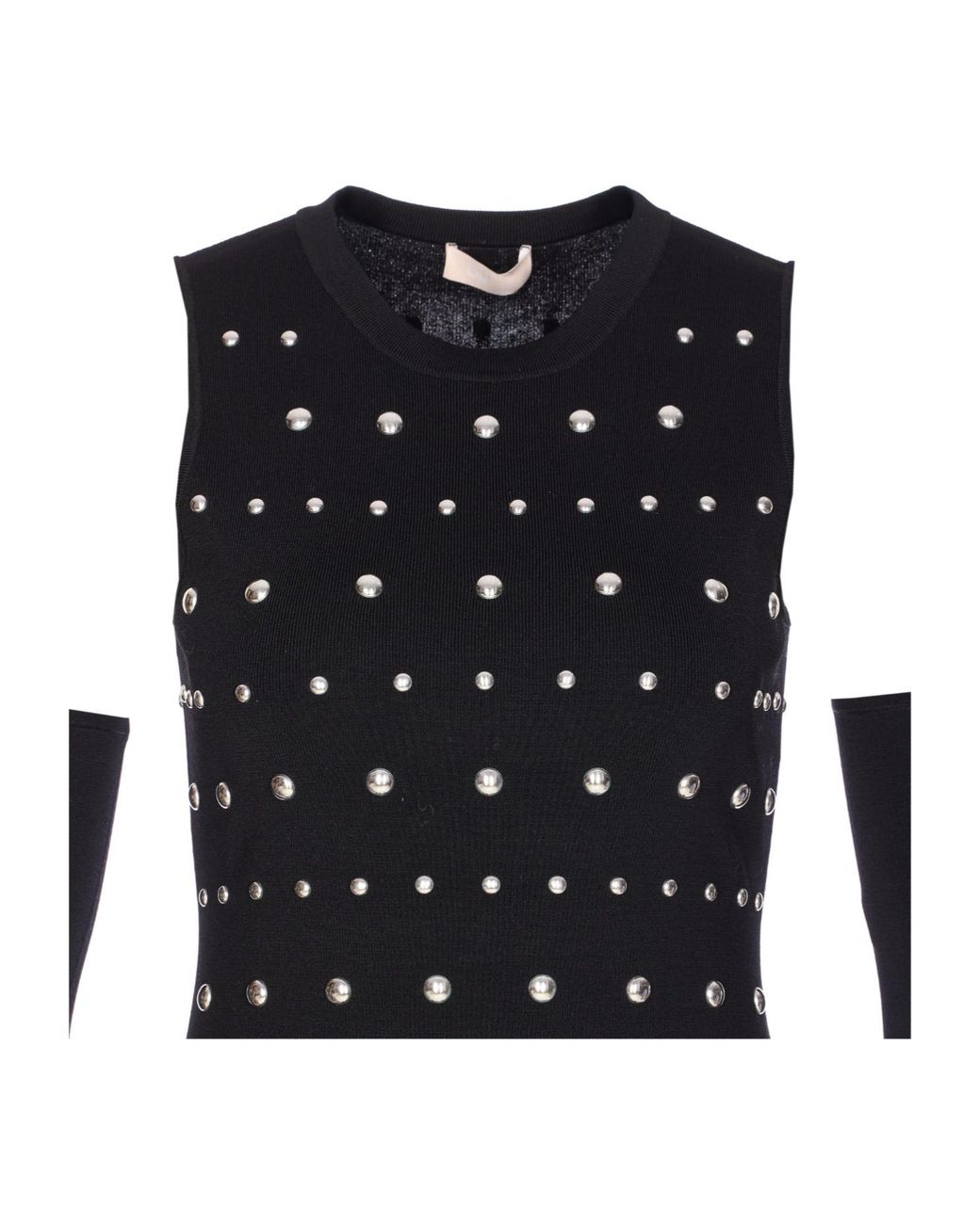 Liu Jo Black Crewneck Embellished Dress