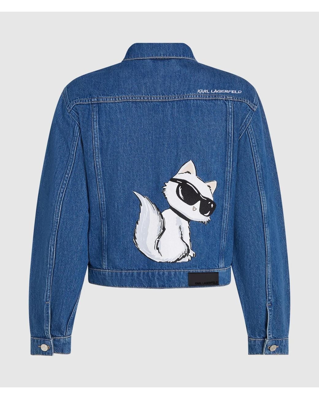 Karl Lagerfeld Blue Ikon Cat-Motif Denim Jacket