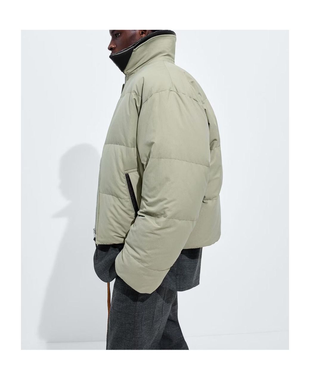 Bottega Veneta Gray Long-Sleeved Padded Jacket for men