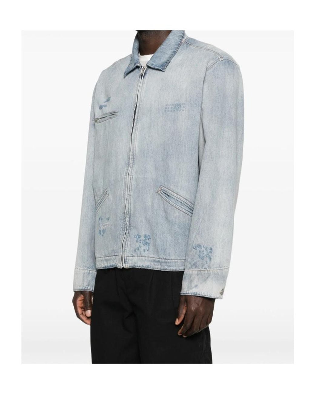 MM6 by Maison Margiela Numbers-Motif Zipped Denim Jacket in Blue for ...