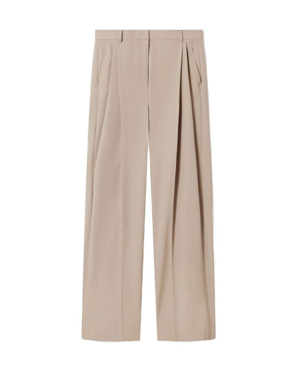 Stella McCartney Natural Pleated Wide-Leg Trousers