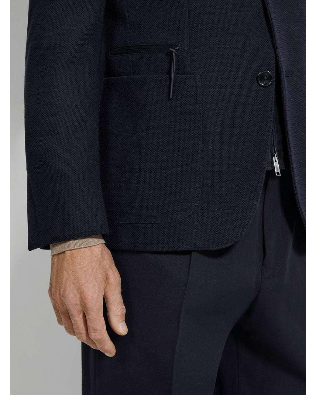 Zegna Blue Layered Blazer for men