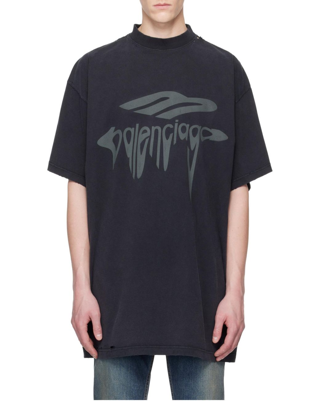Balenciaga Black 3B Liquefied Oversized T-Shirt for men