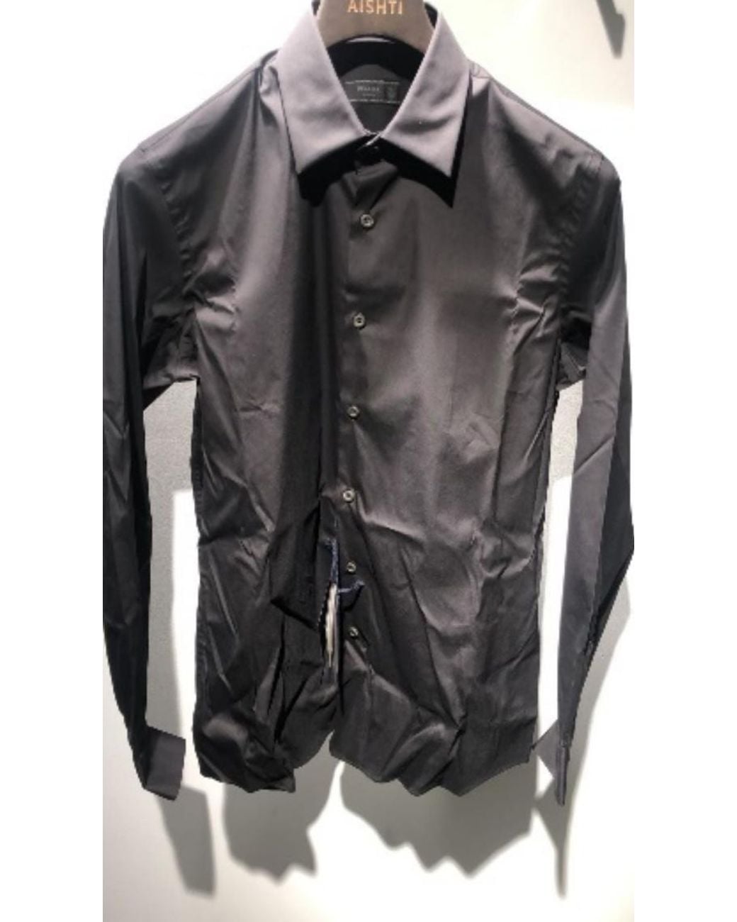 Prada Blue Long-Sleeved Poplin Shirt for men