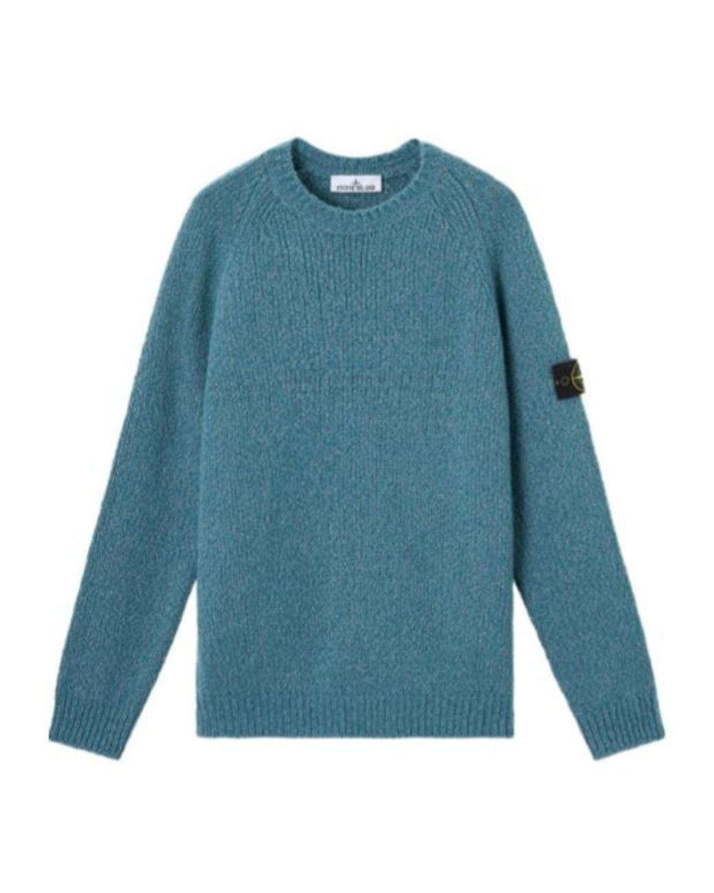Stone Island Blue Logo Patch Crewneck Jumper for men