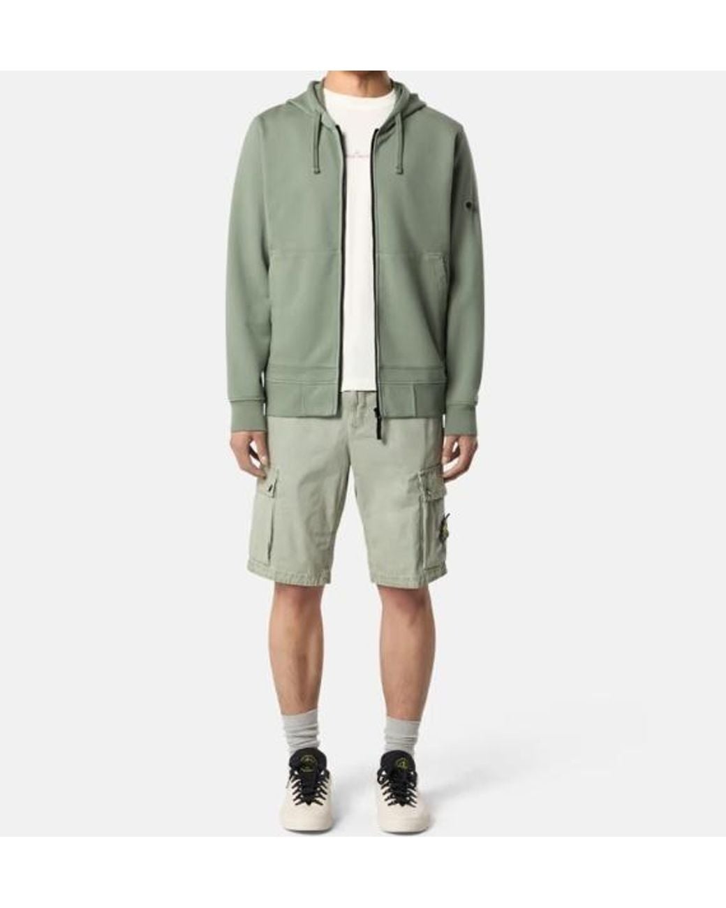 Stone Island Green Compass-Badge Shorts for men