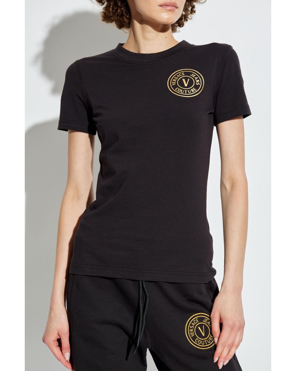 Versace Jeans Black Couture Logo Embellished Top