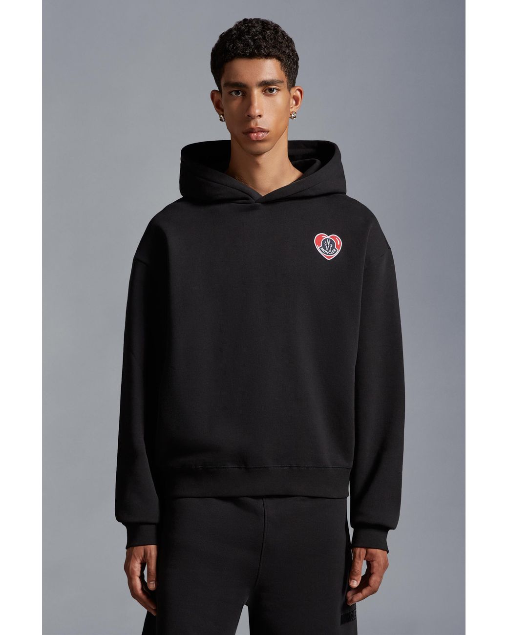 Moncler Black Moncoeur Motif Hoodie for men