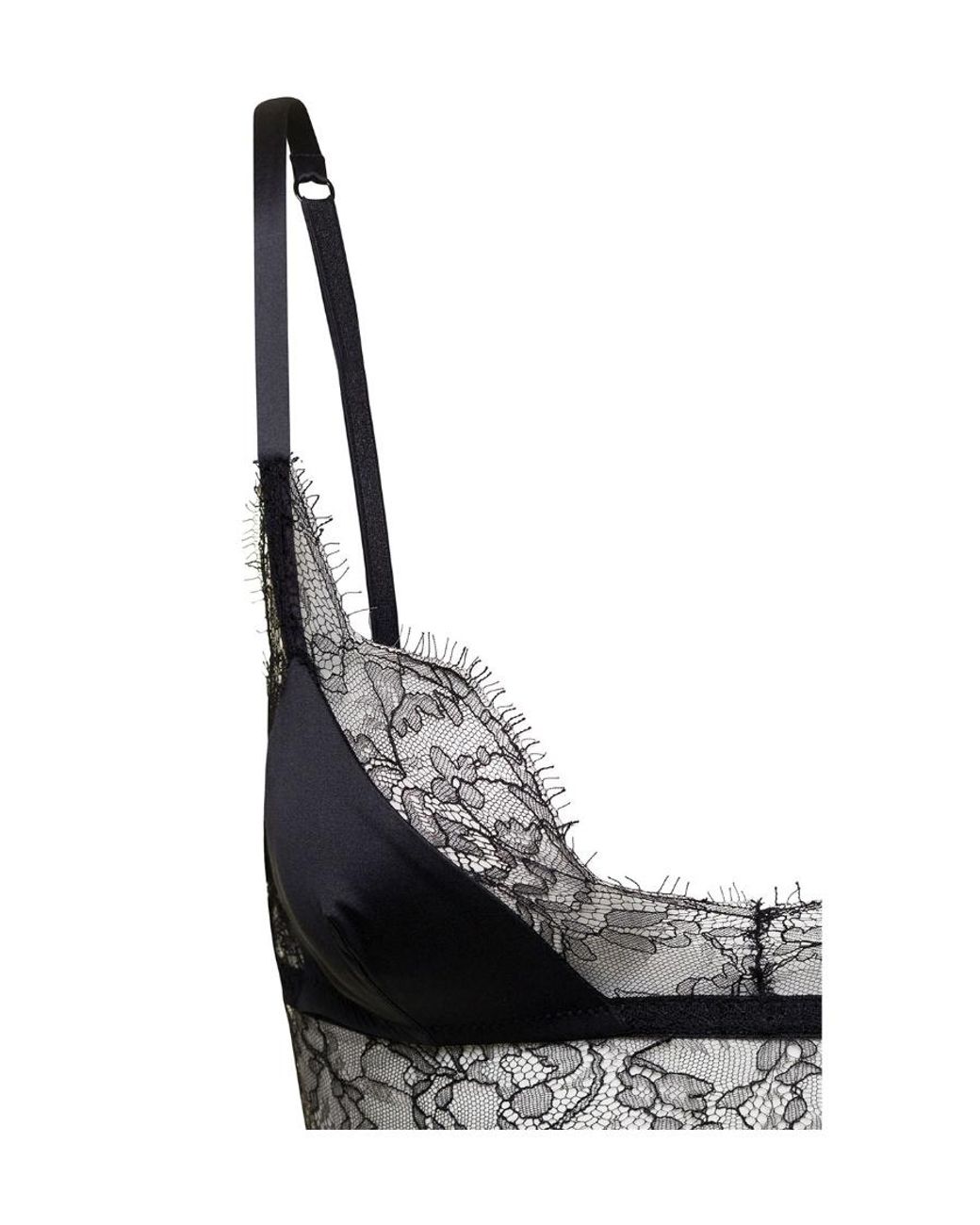 Dolce & Gabbana Gray Lace Satin Bra