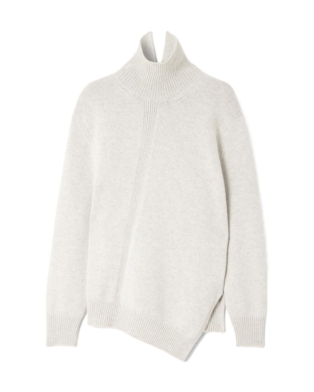 Jil Sander White Asymmetric Turtleneck Sweater