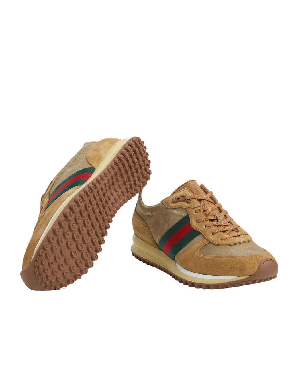Gucci Brown Panelled Lace-Up Sneakers for men