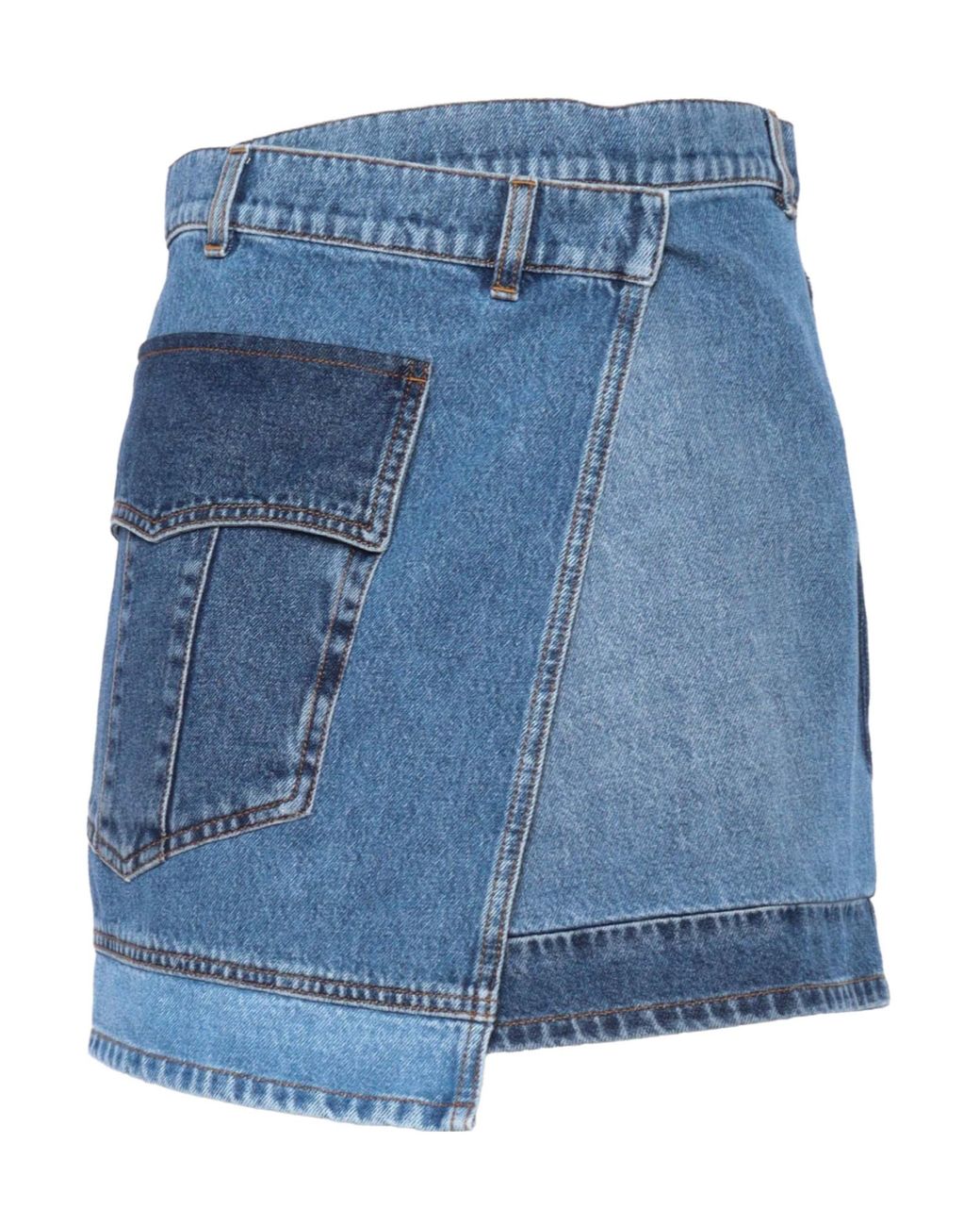 Philosophy Di Lorenzo Serafini Blue Jeans-Style Wraparound Mini Skirt
