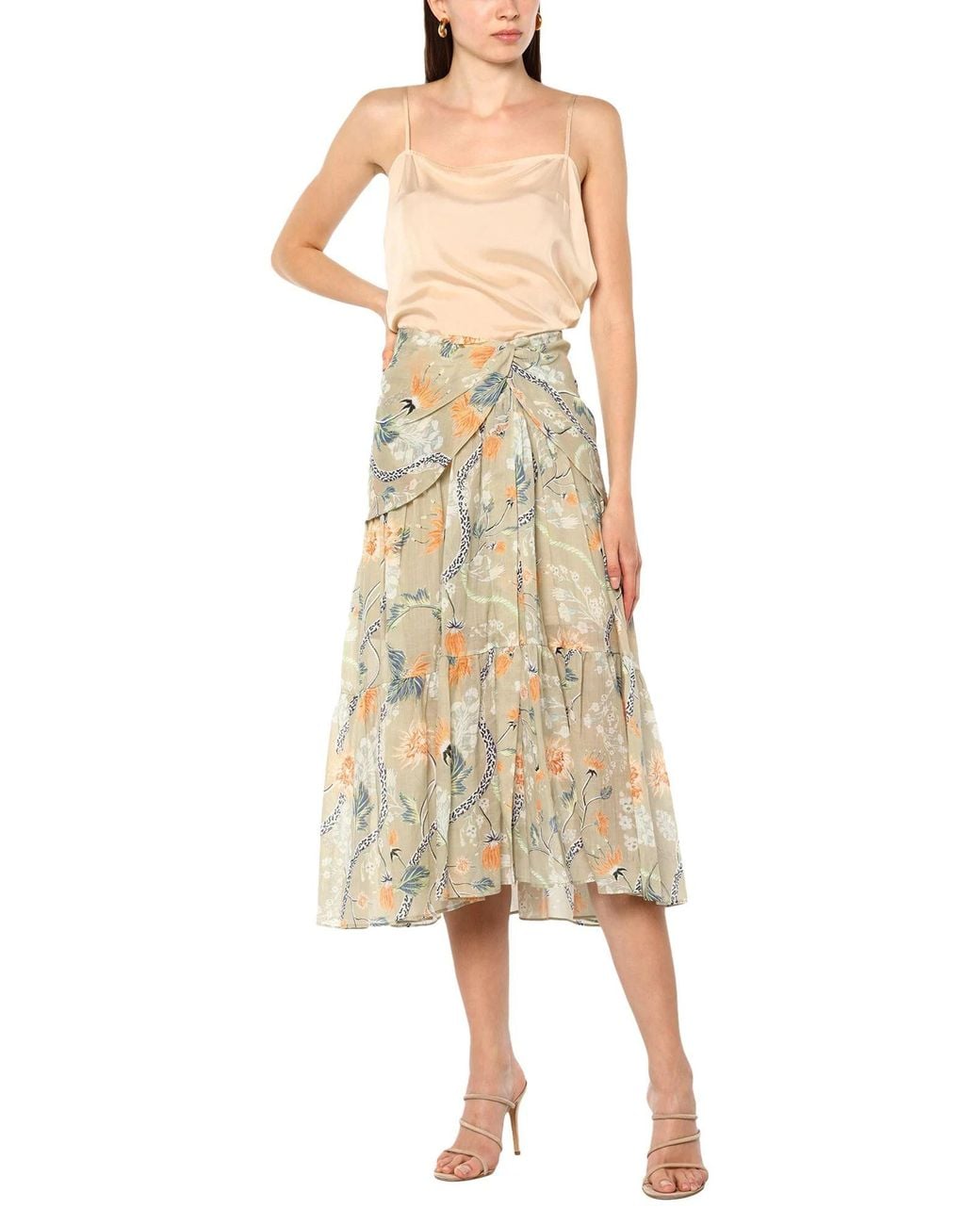 Chloé Natural Printed Midi Skirt