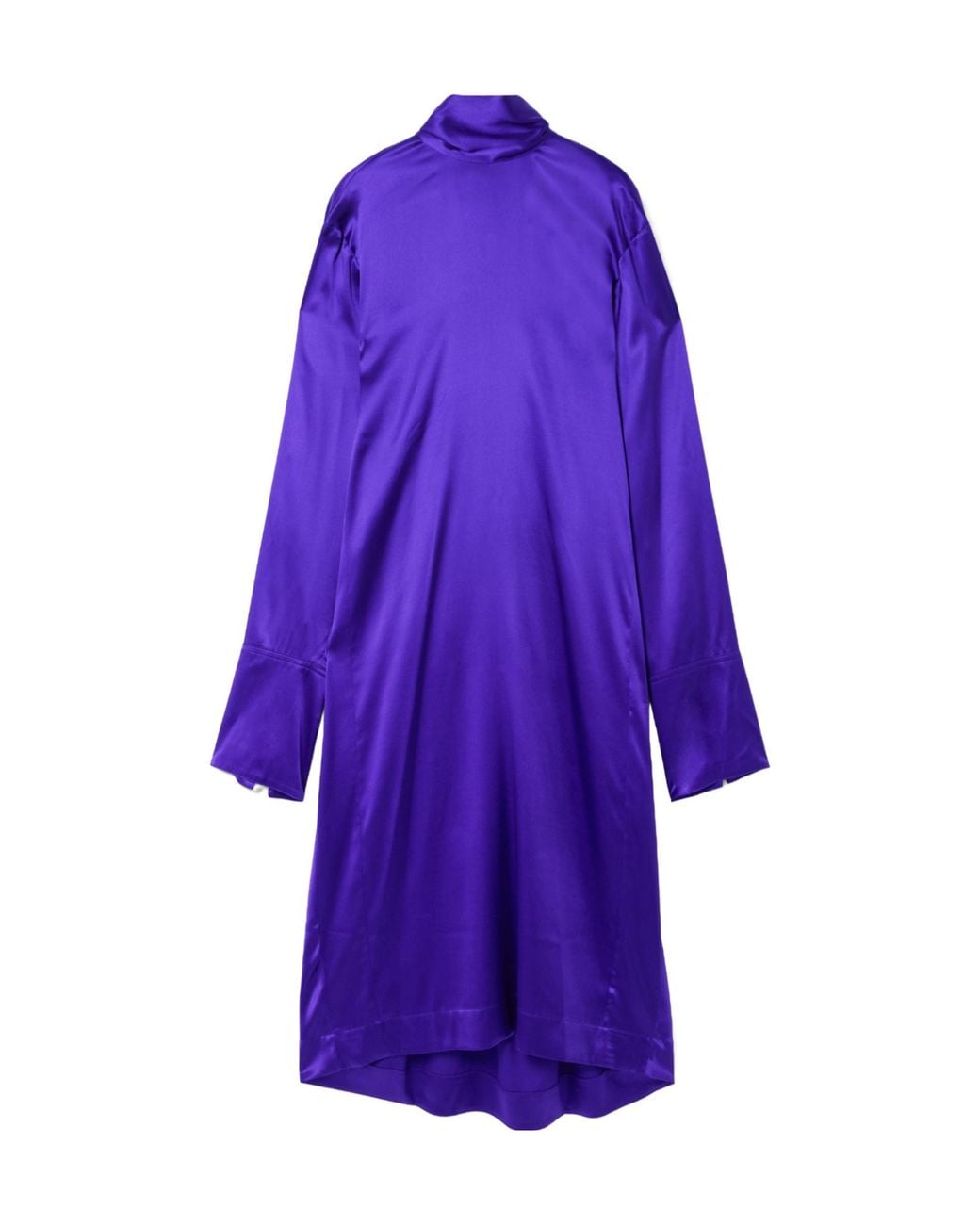 Dries Van Noten Purple Tie-Neck Stretch-Silk Satin Dress