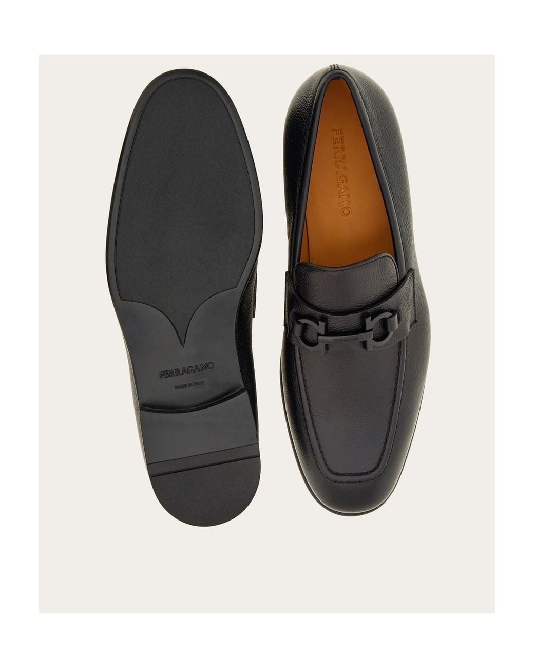 Ferragamo Black Ferragamo Gancini-Buckle Slip-On Loafers for men