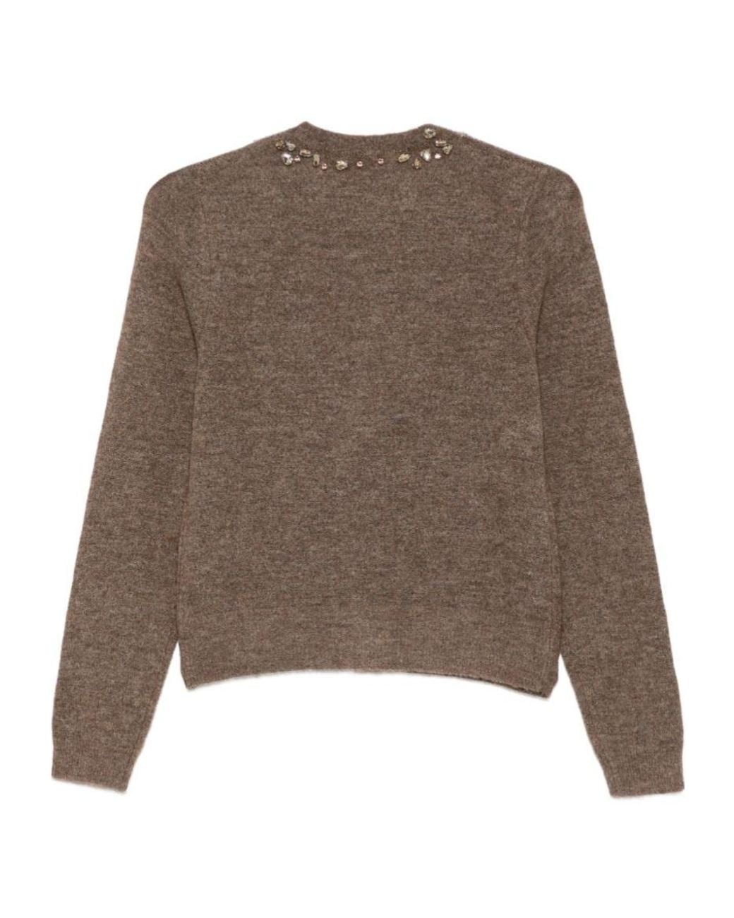 Seventy Brown Rhinestone-Embellished Knit Top