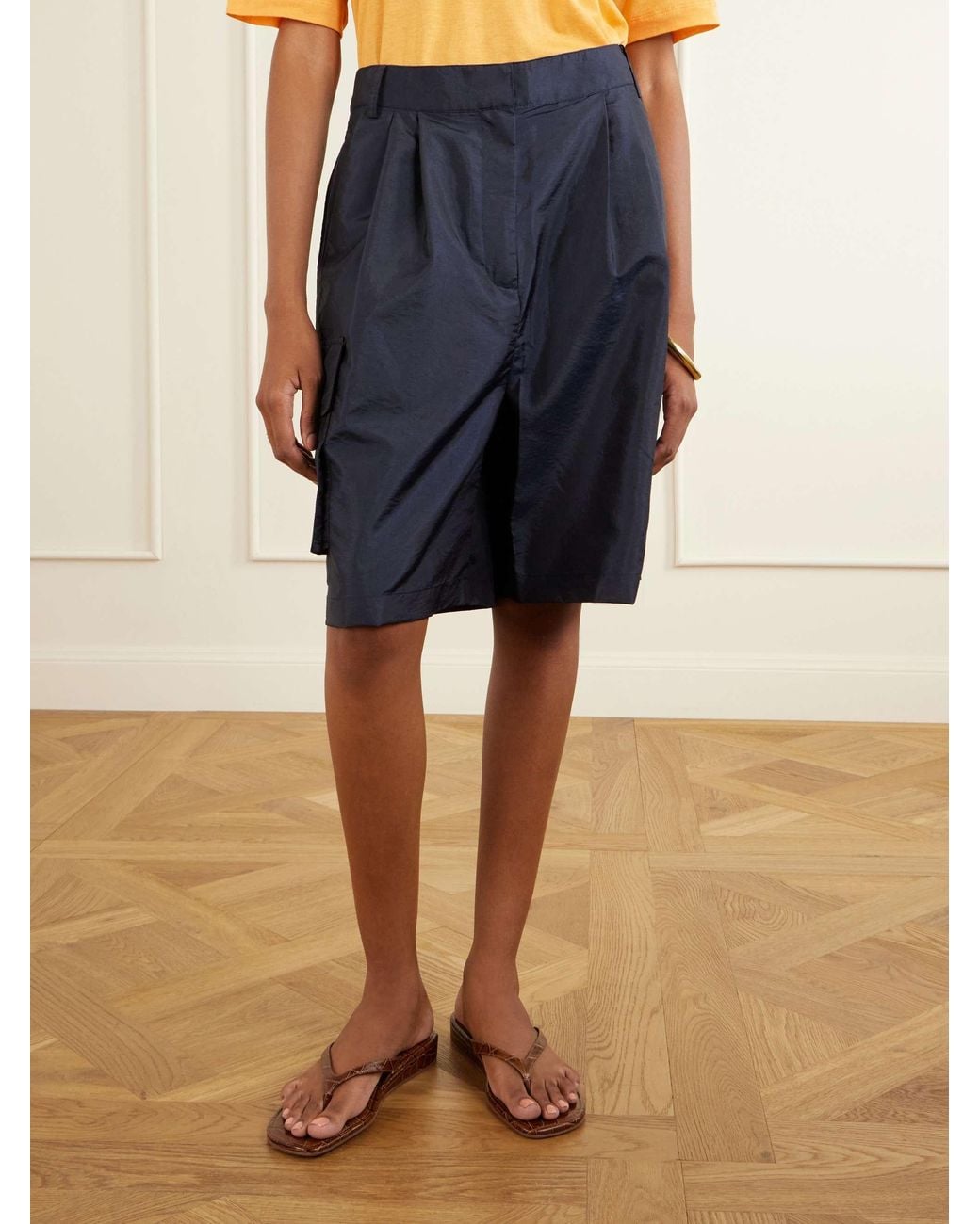 Tibi Blue Stella Cargo Shorts