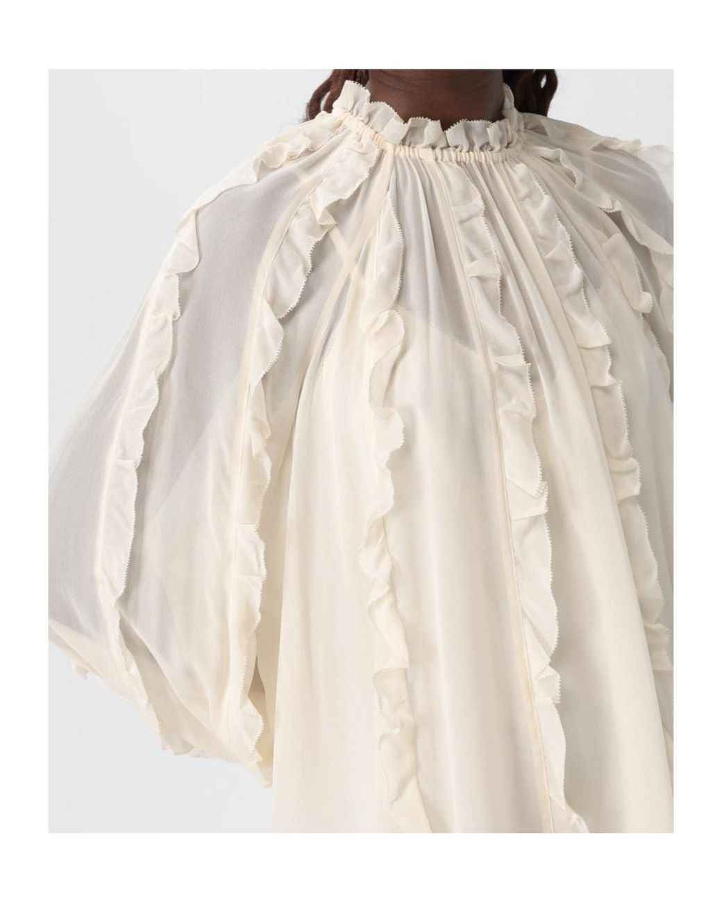 Zimmermann Natural Frill Billow Long-Sleeved Top