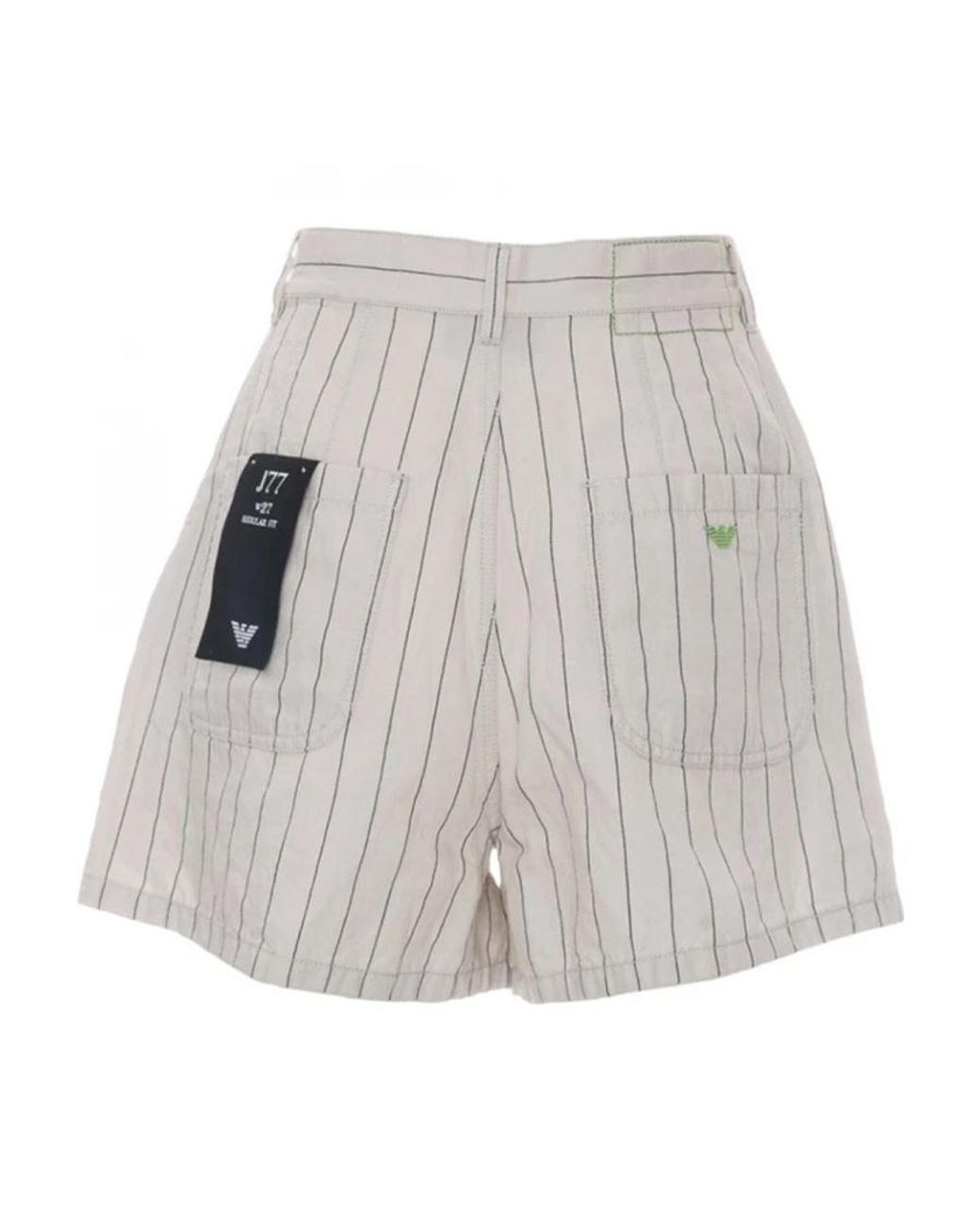 Emporio Armani Gray Striped High-Waisted Shorts