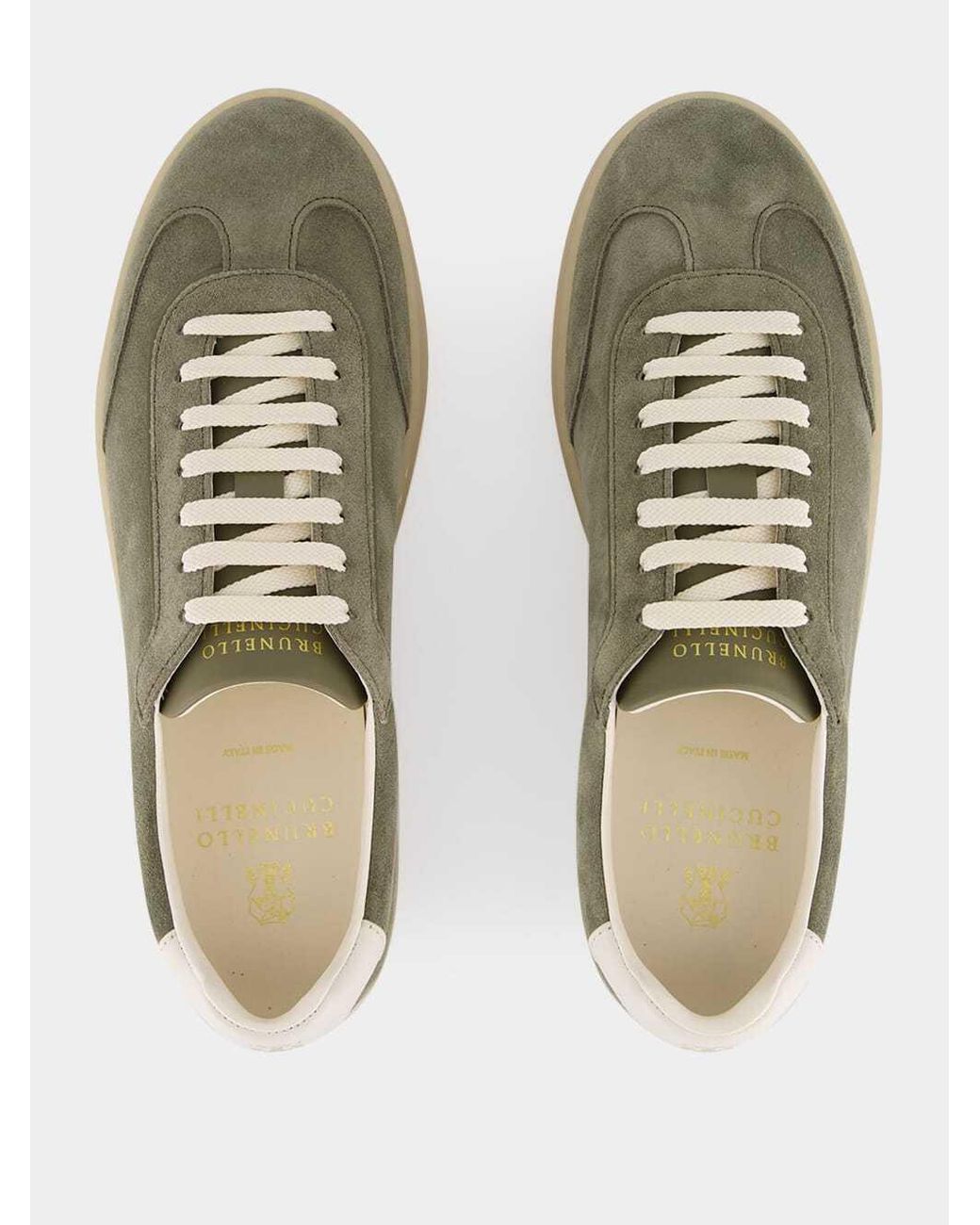 Brunello Cucinelli Green Low Top Lace-Up Sneakers for men