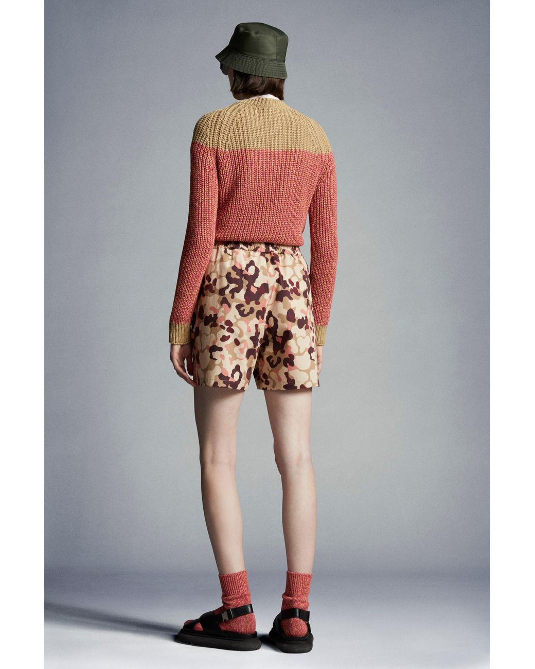 Moncler Brown Tie-Waist Camouflage-Print Shorts