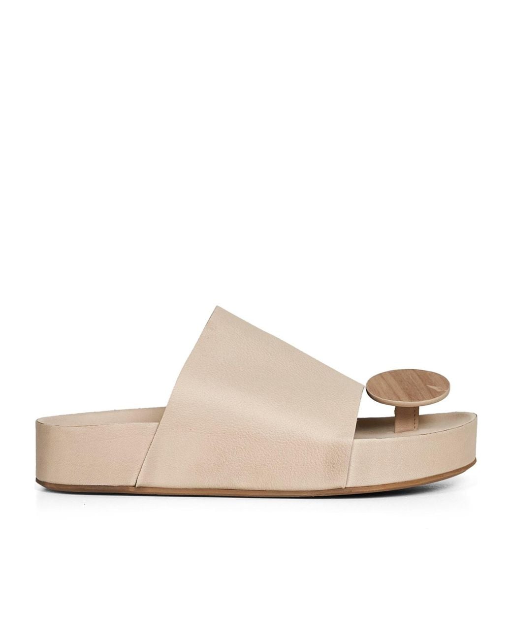 Uma Wang White Toe Round Head Slippers