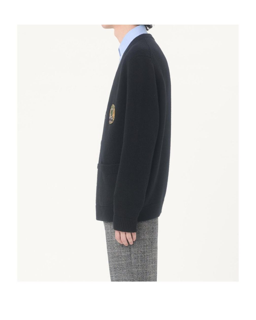 Valentino Black Wool Cardigan With Embroidered Patch for men