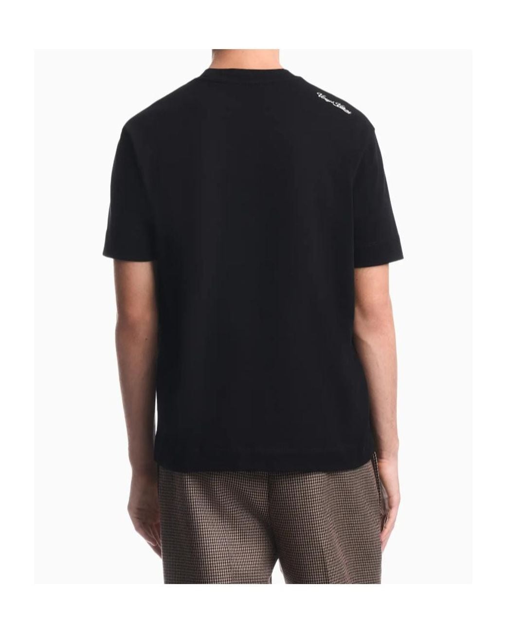 Emporio Armani Black Short-Sleeve Crew-Neck T-Shirt With Badge Appliqué for men