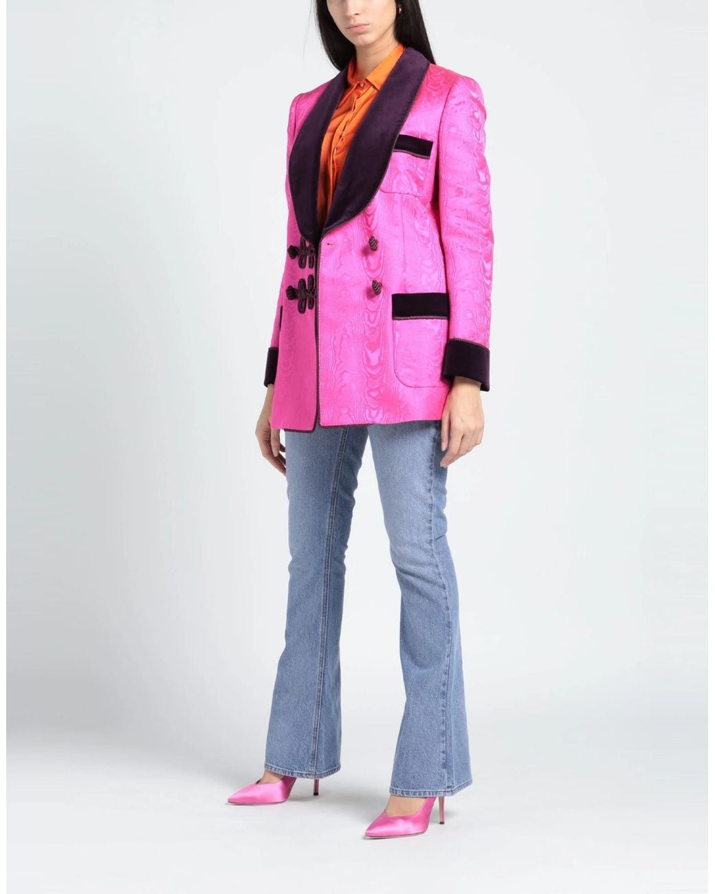 Dolce & Gabbana Pink Color-Block Velvet Satin Jacket