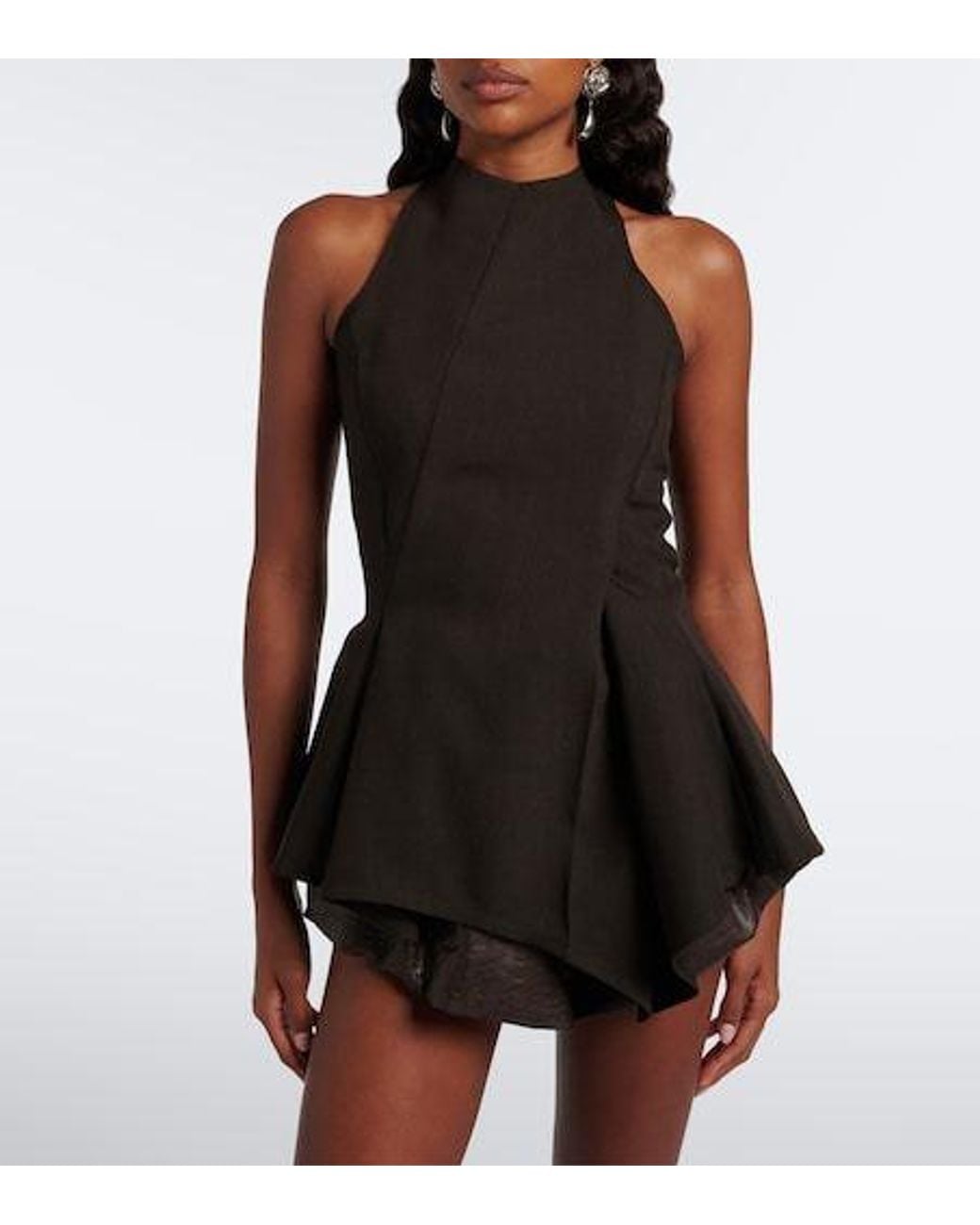 Magda Butrym Black Peplum Wool Top