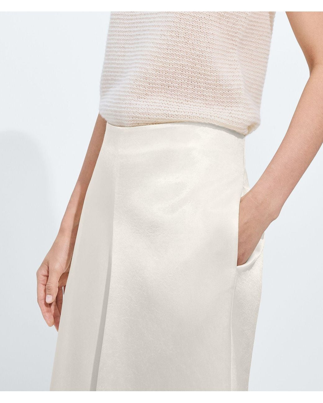 Bottega Veneta White Shiny Midi Skirt