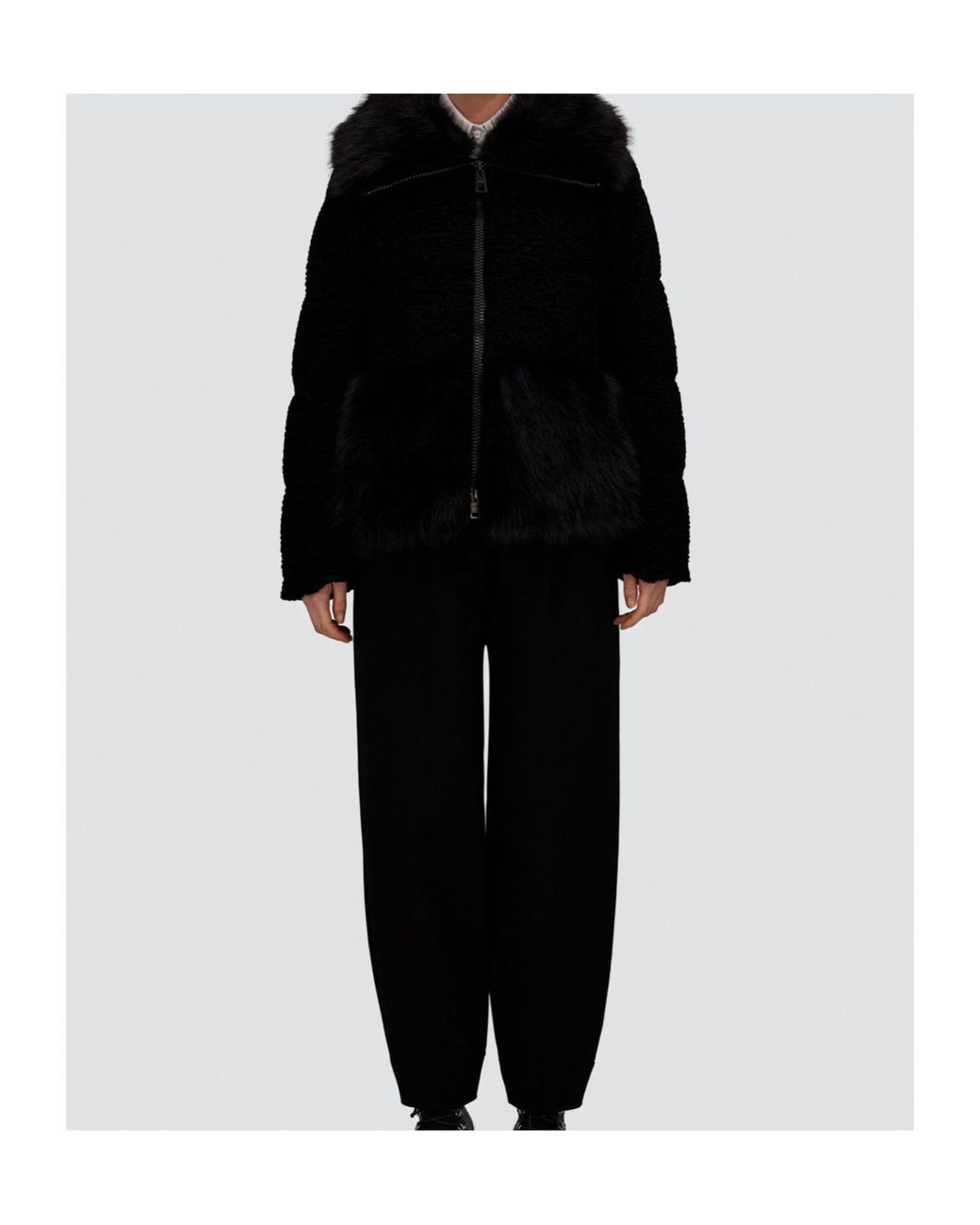 Herno Black Tocco Astrakhan Effect Hooded Jacket