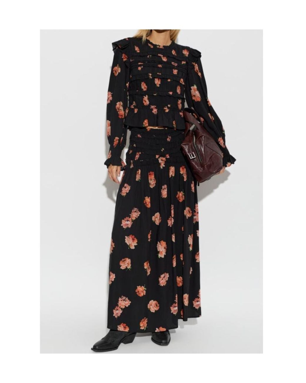 AllSaints Black Patterned Skirt