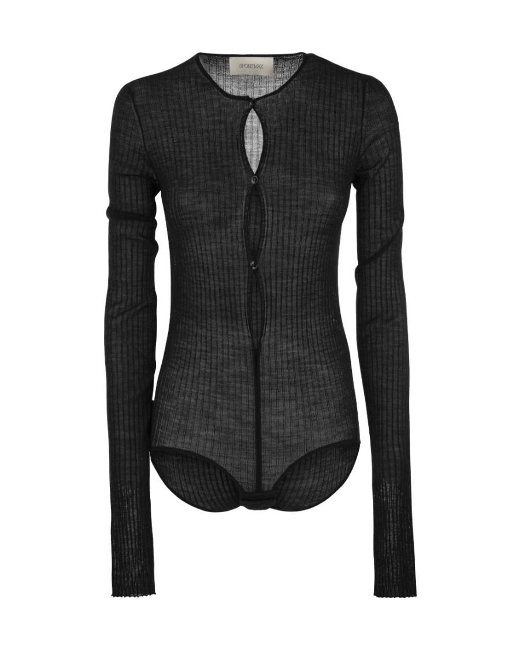 Sportmax Black Crewneck Long-Sleeved Jumpsuit