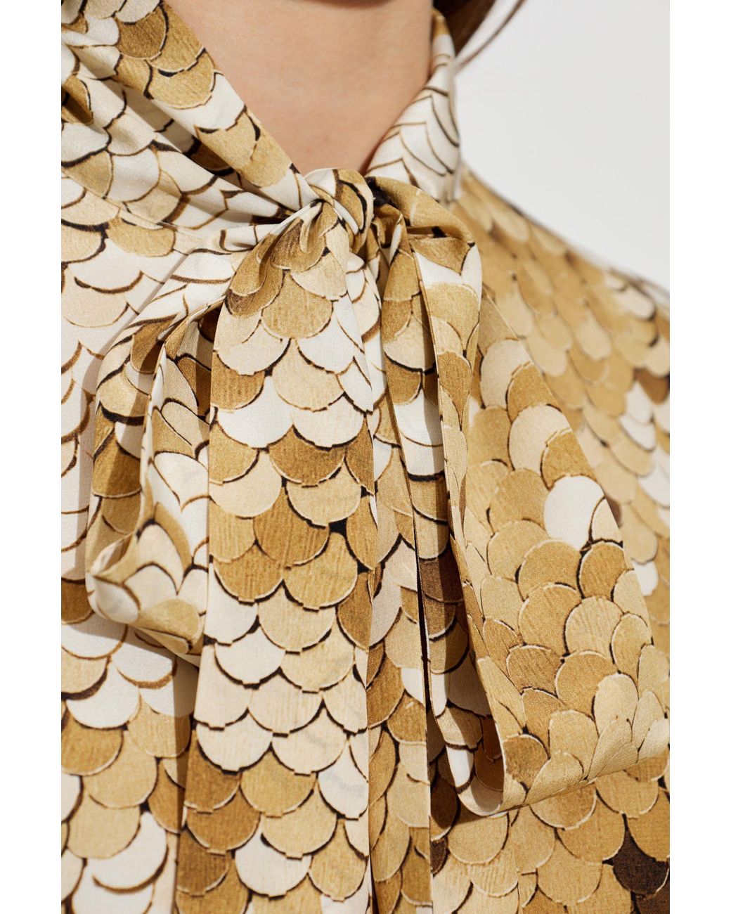 Moschino Multicolor Scaled Print Tie-Neck Top