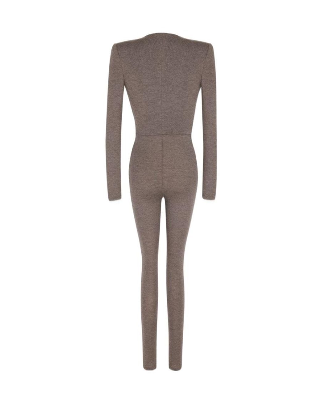 Saint Laurent Brown Twisted Long-Sleeved Jumpsuit