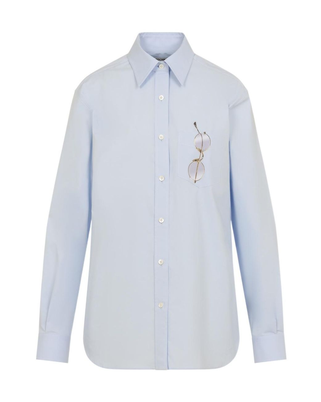 Moschino Blue Buckle Long-Sleeved Shirt